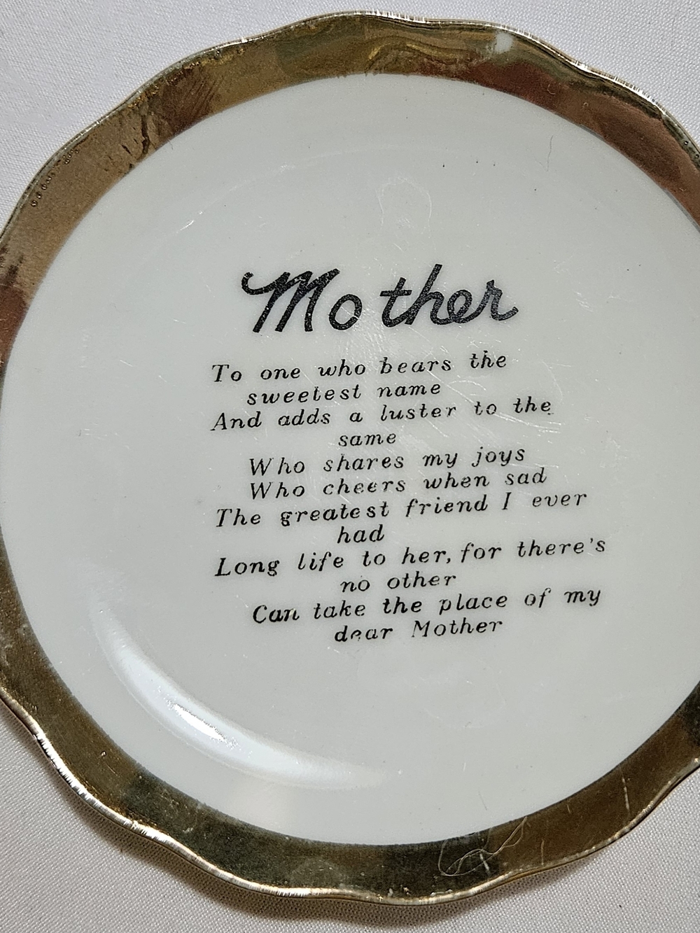 Vintage Mother Trinket Dish • Gold Trim Edge Sentimental Gift